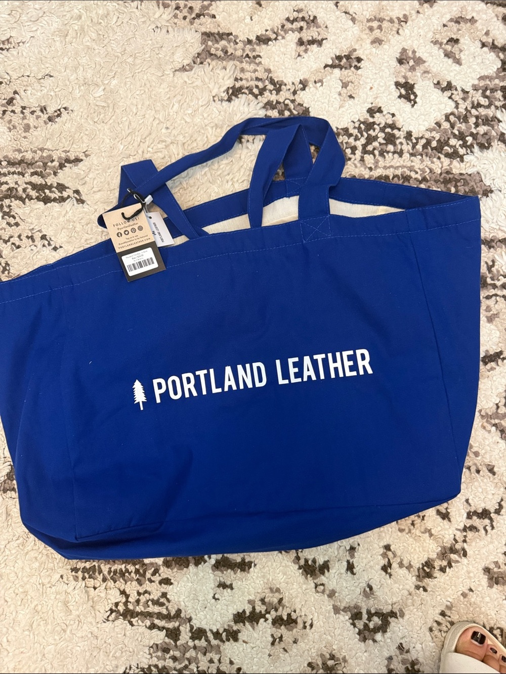 Portland Leather Bold Blue Canvas Tote with White Logo